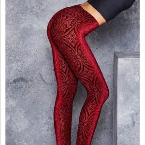 BlackMilk Burned Velvet Wine Leggings